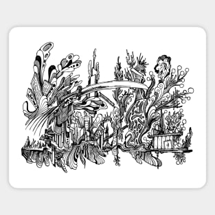 Abstract doodle city art Magnet